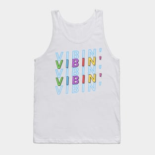 Vibin' - Cute Rainbow Letters Positive Vibes Tank Top